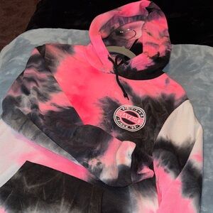 Rue 21 Pink and Black Tie-Dye Hoodie